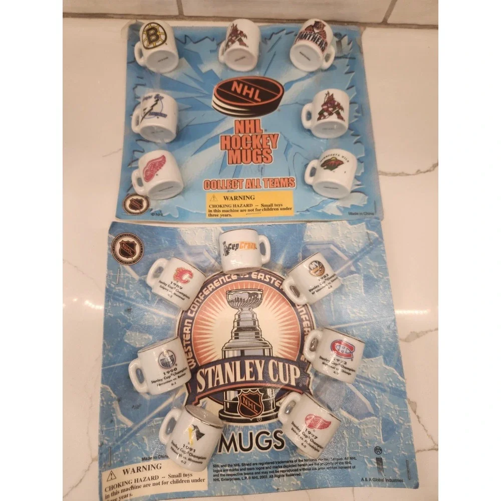 NHL National Hockey Mini Team Cups Ceramic Official- 2 Sets New In Packages